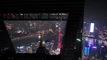 航拍上海陆家嘴夜景