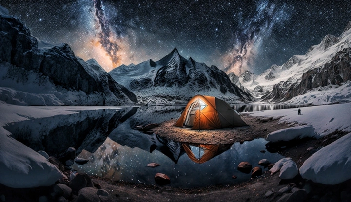星空下雪山