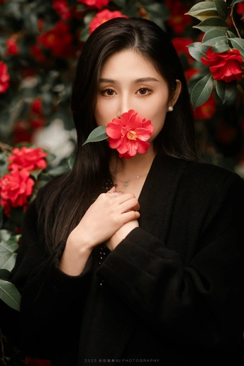 茶花正开