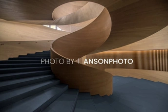 a spiral staircase inside a building