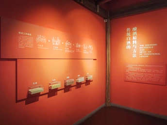 一个中间有红墙的房间