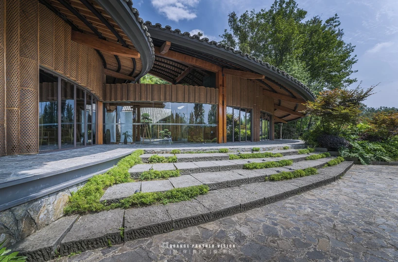 带有草坪和步行道的现代房屋