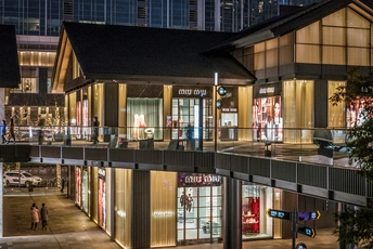 城市夜晚的大型购物中心