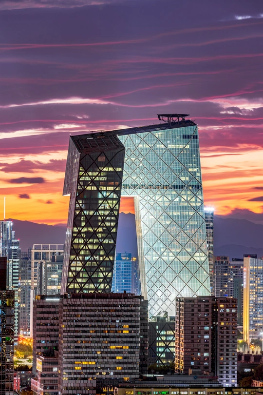夕阳下的城市 高楼林立 天际线