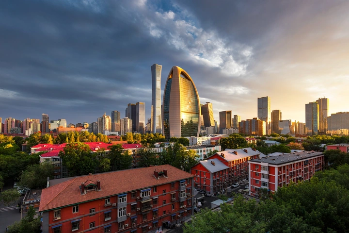 北京金台路CBD日落