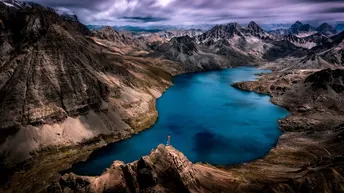 山脉中的湖泊 aerial view