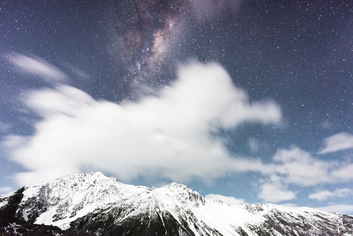 新西兰雪山银河