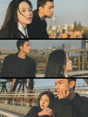 一个在电视青春剧场景中的热恋中的男女。