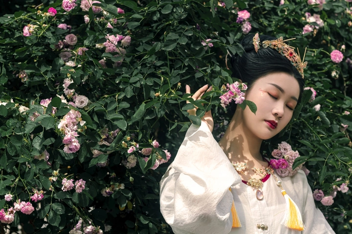 蔷薇花下