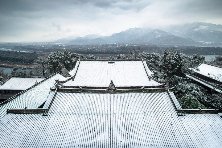 雪中都江堰.景观拍摄