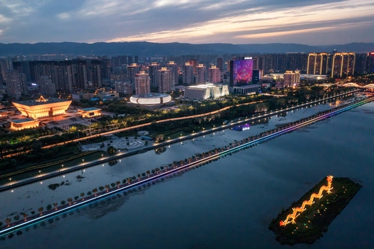 夜晚的城市 aerial view
