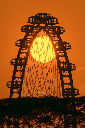 太阳落在了过山车上。