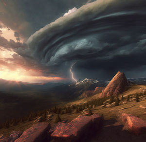 天空中的风暴 有岩石和云朵