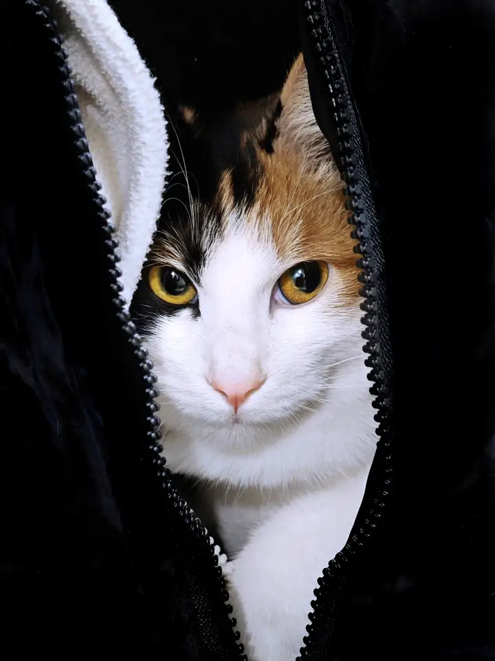 藏在棉衣里的猫