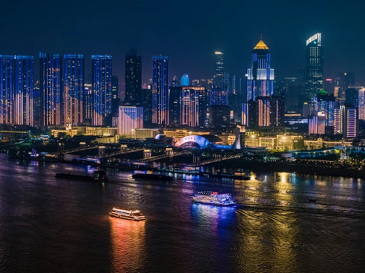 航拍武汉·夜游长江·灯光秀