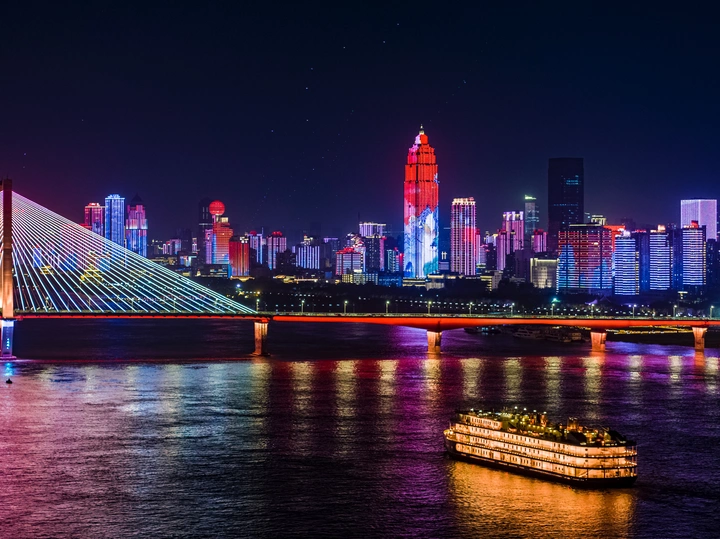 航拍武汉·长江夜景