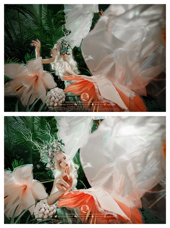 一位穿着裙子的女士的画像