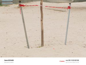 排球沙滩上 前景有杆子
