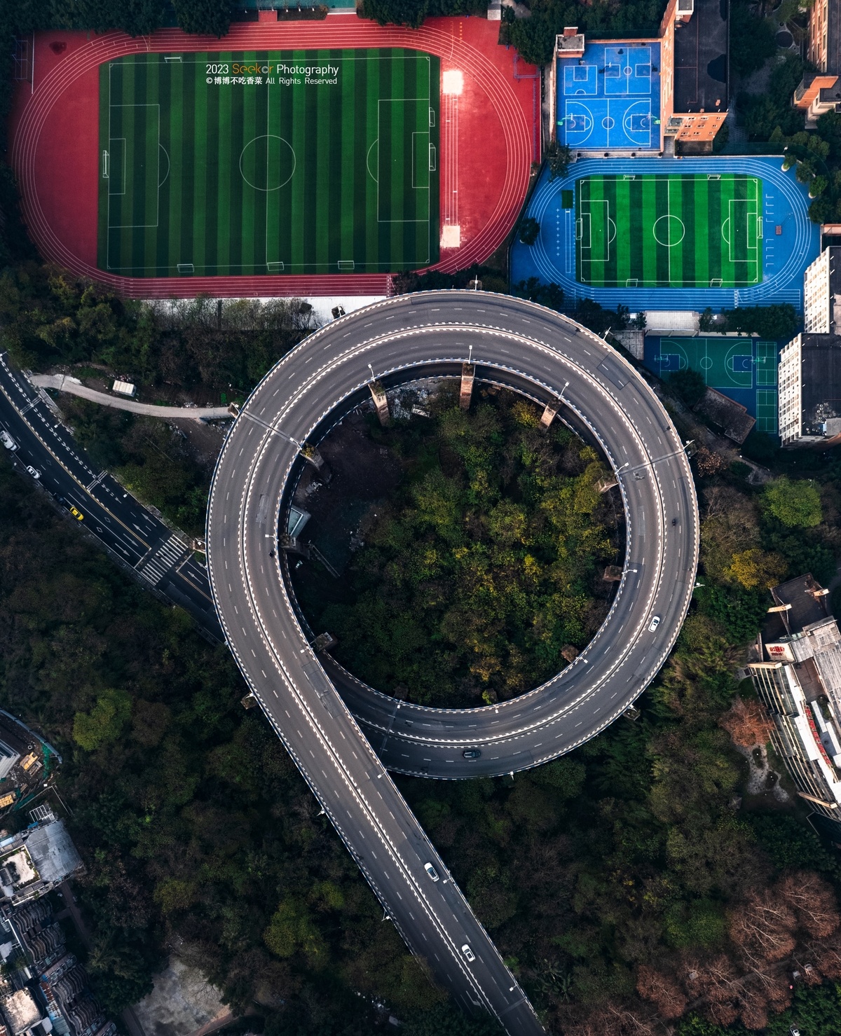足球场和体育馆的 aerial photo