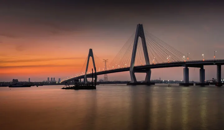 海南文昌清澜大桥日落