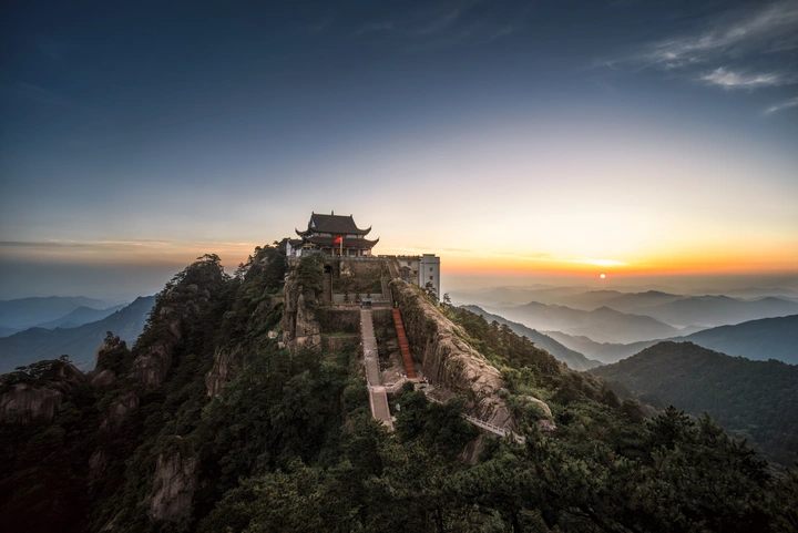 九华山天台夕阳