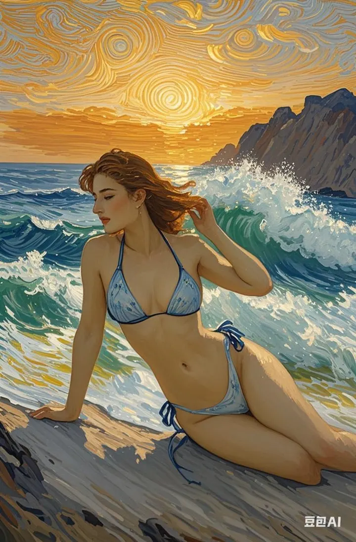 印象派油画：海边