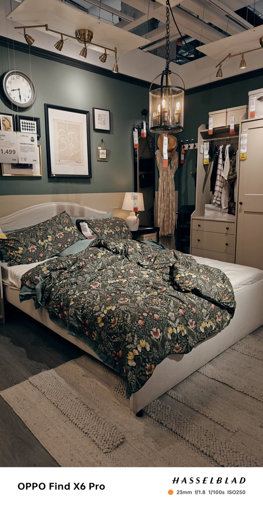 一个带有床和墙上挂画的卧室