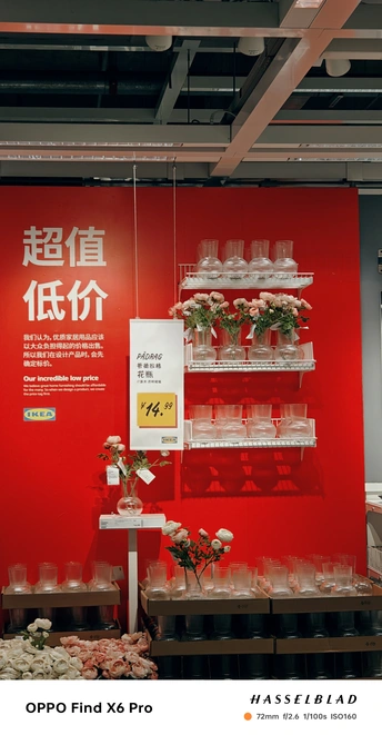 一面挂满花的红色墙壁