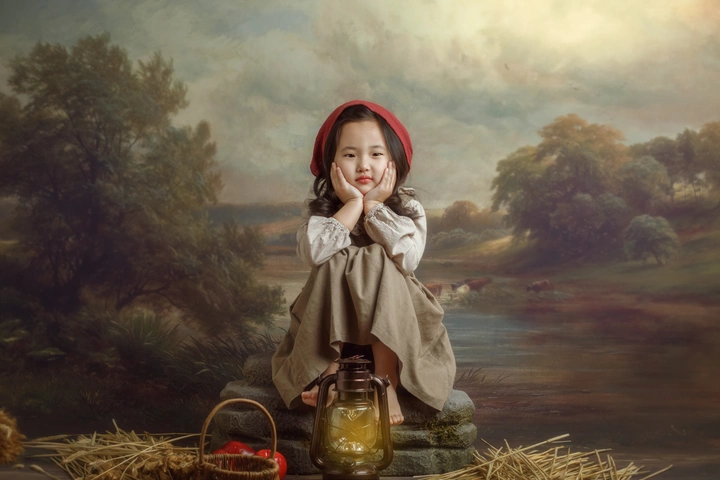 儿童森系复古油画！