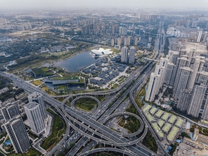 大型城市 aerial view 大量高楼大厦