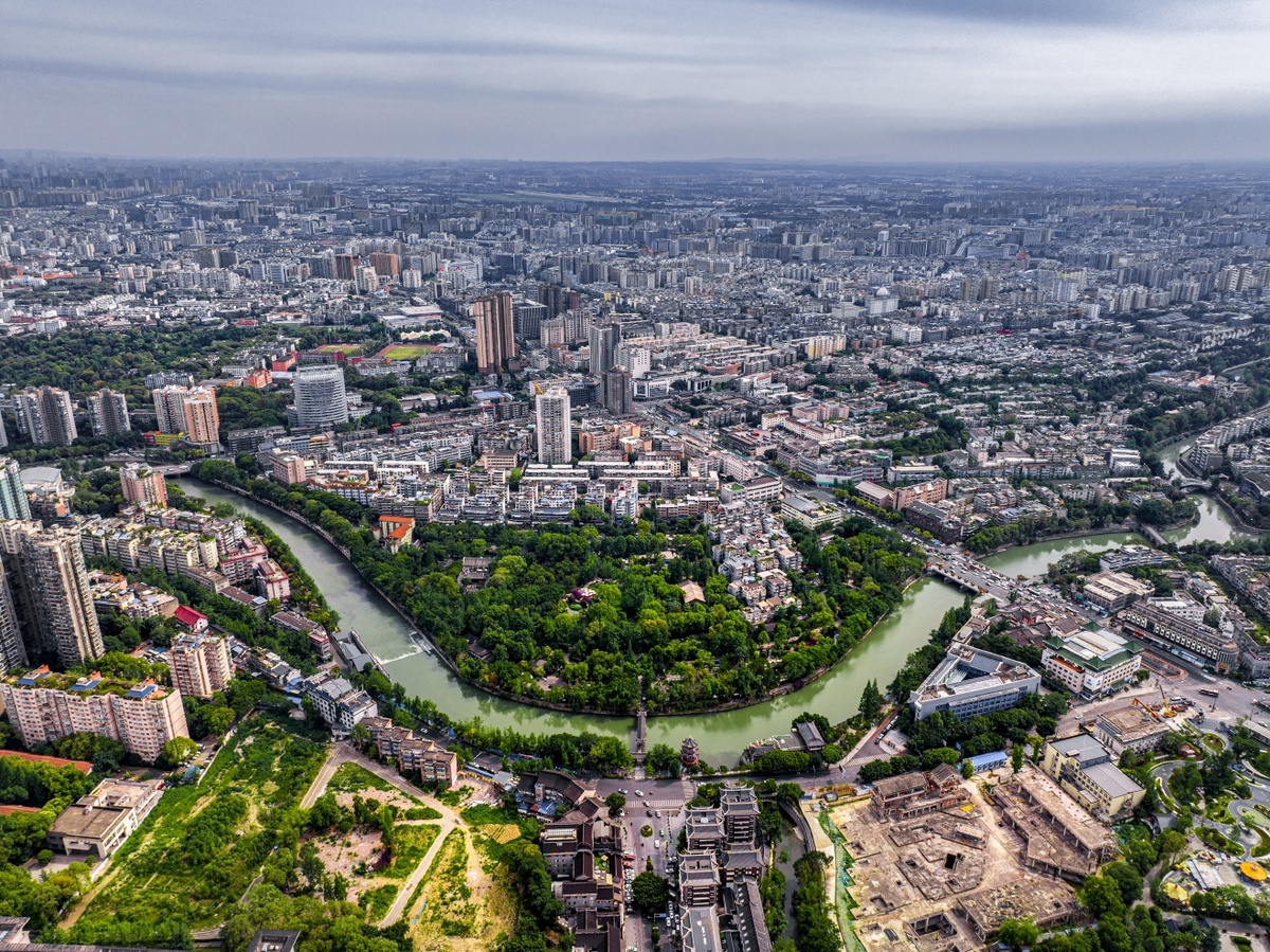 城市 aerial view 河流 large city