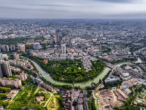 城市 aerial view 河流 large city