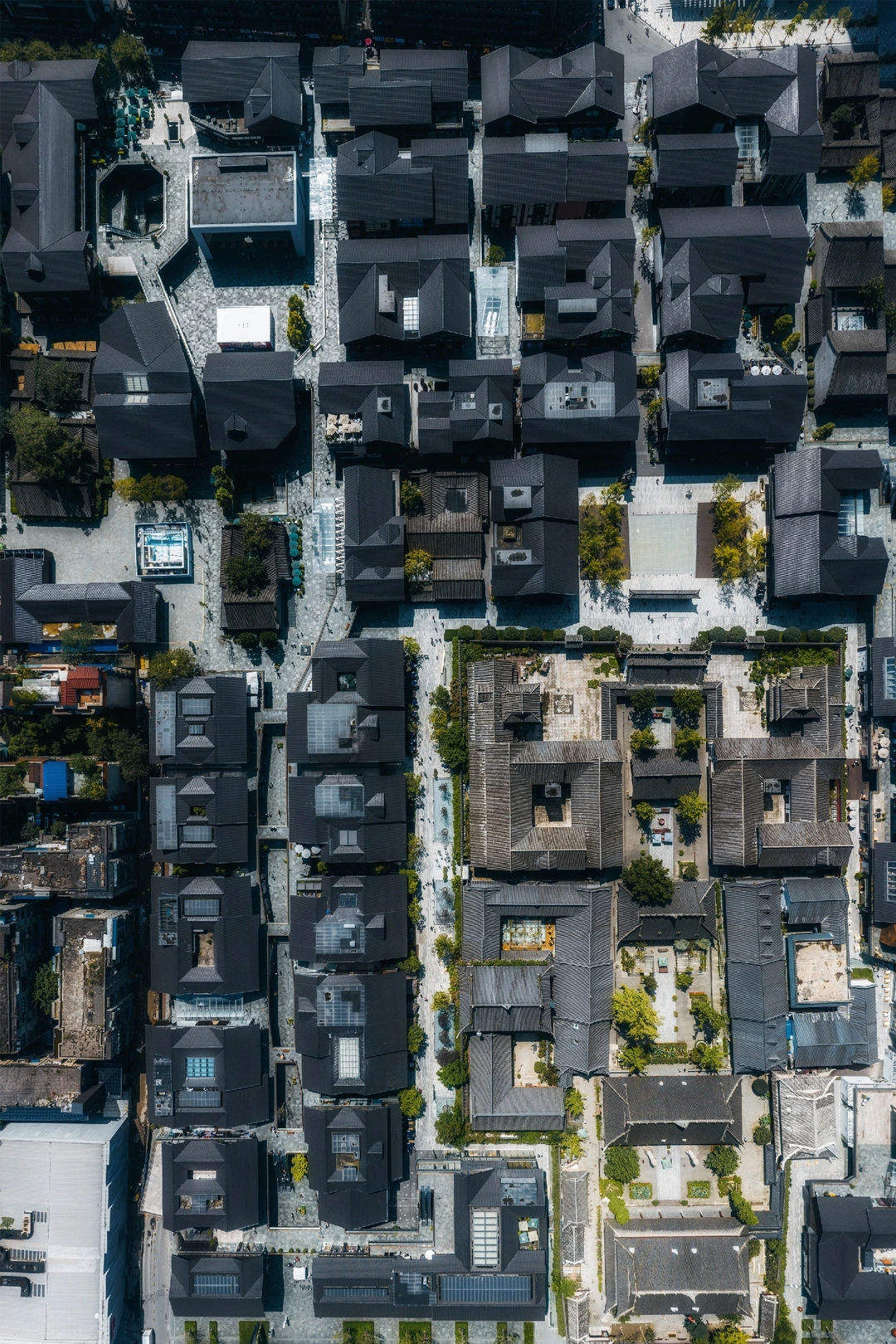 城市的一个住宅区的 aerial photo