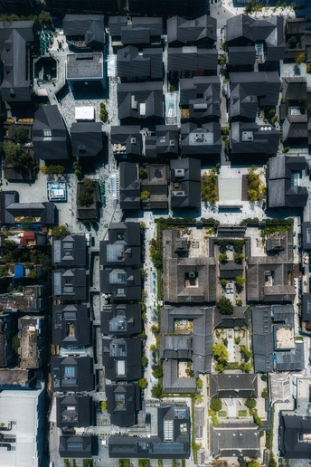 城市的一个住宅区的 aerial photo