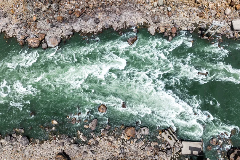 河里的绿色水非常绿