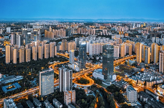 夜晚的大城市 aerial view