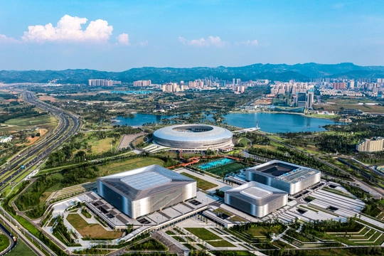 城市中的一座大型体育场 aerial view