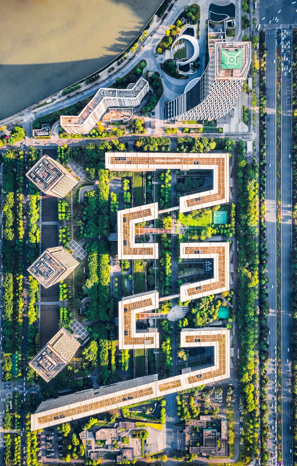城市 aerial view 建筑