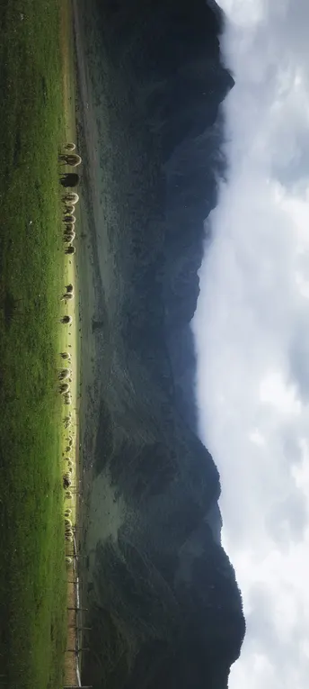 天空中的海滩、悬崖、水和云朵的 aerial view