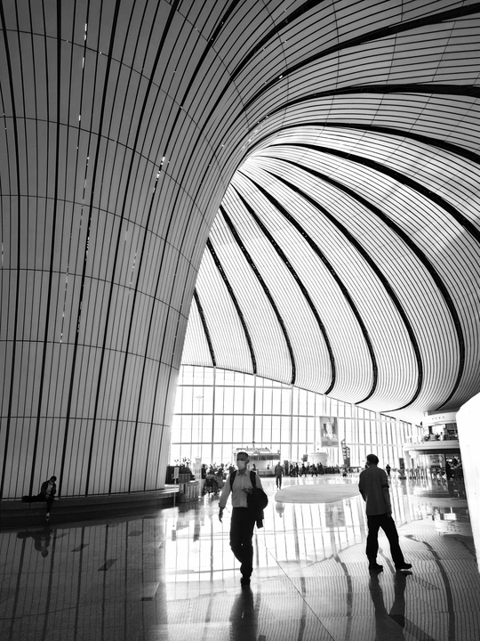 一些人走进了一座大型建筑物