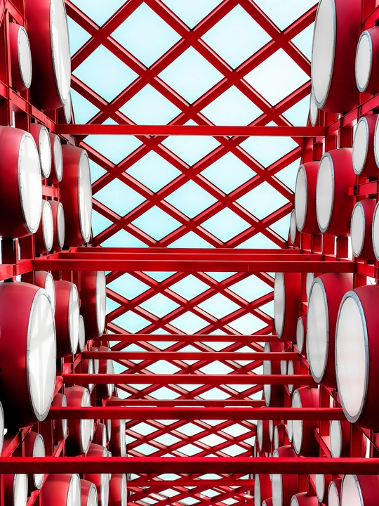 红白结构的特写