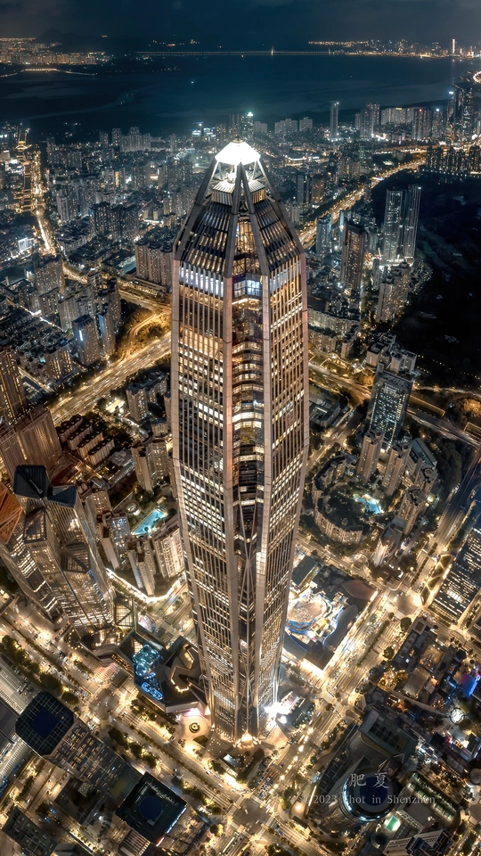 从高楼的顶部拍摄的夜晚照片