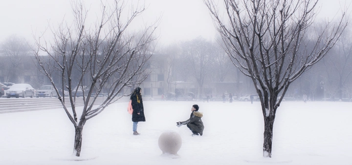 雪地里的情侣