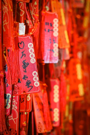 一排红灯笼在商店里