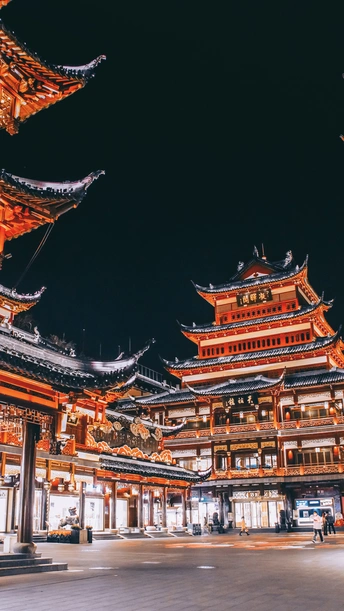 城市夜晚的佛塔