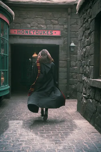 一位妇女走在靠近建筑物的街道上