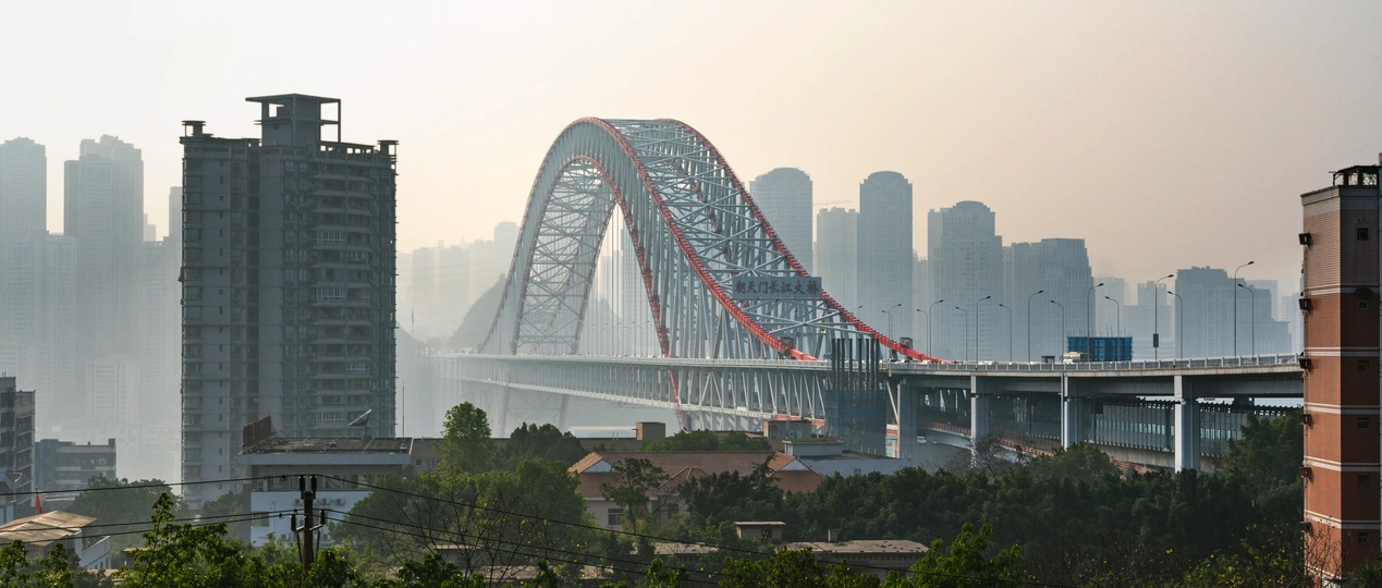 城市天际线 高建筑和一座桥