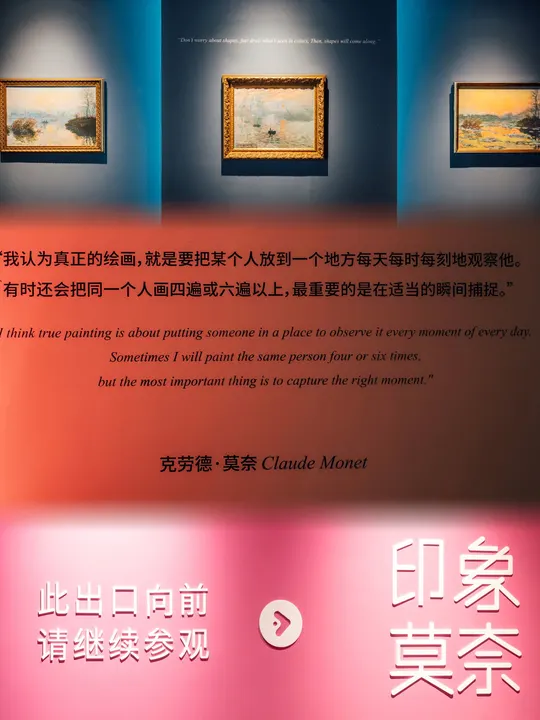 博物馆的一面墙上的画作