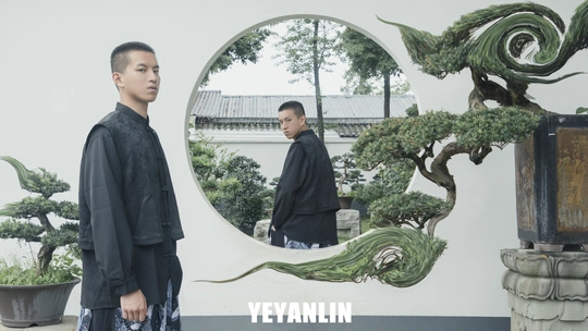 一些男人站在镜子前看着一棵树