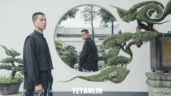 一些男人站在镜子前看着一棵树